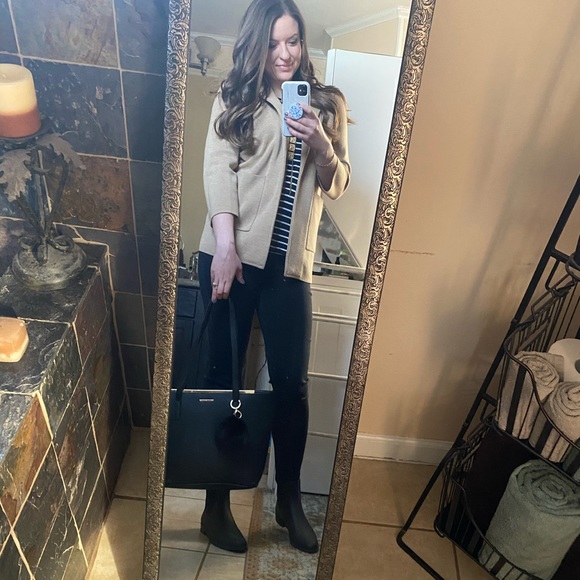 J Crew Sophie Open Front Sweater Blazer Tan Small - Picture 6 of 16